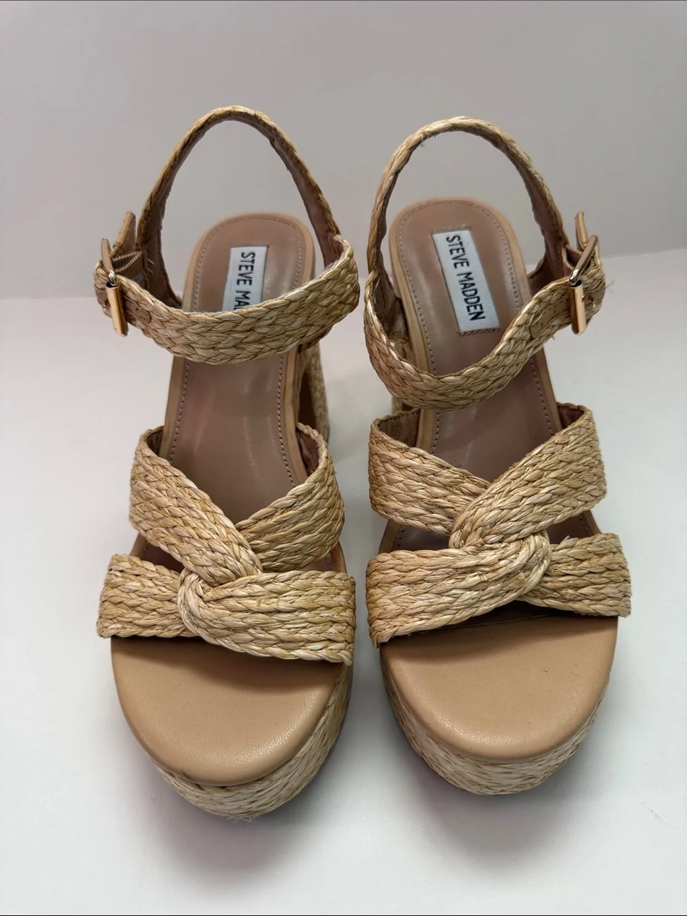 Steve Madden Natural Braided Platform Sandals
